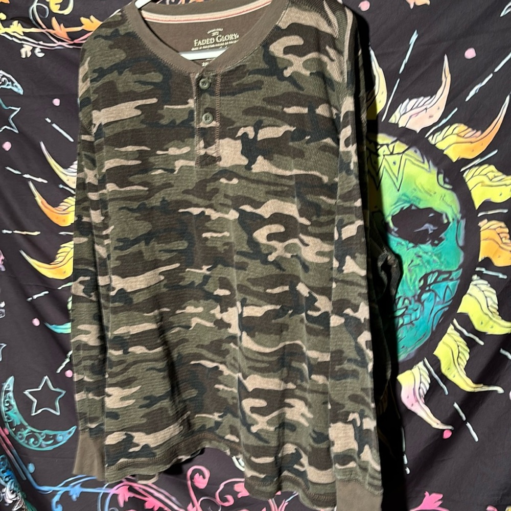 Faded Glory Men’s  Camo Thermal Long Sleeve Shirt Size XXL
